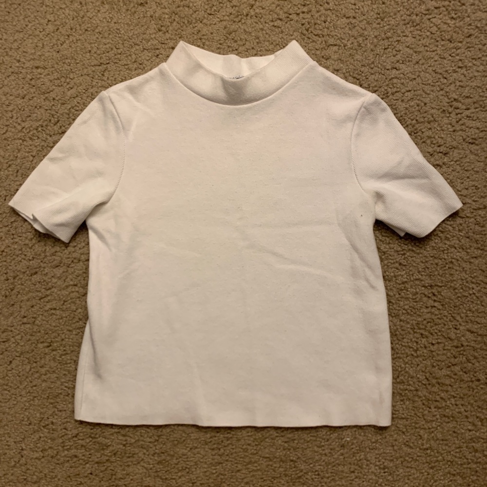 Zara white mock neck crop top